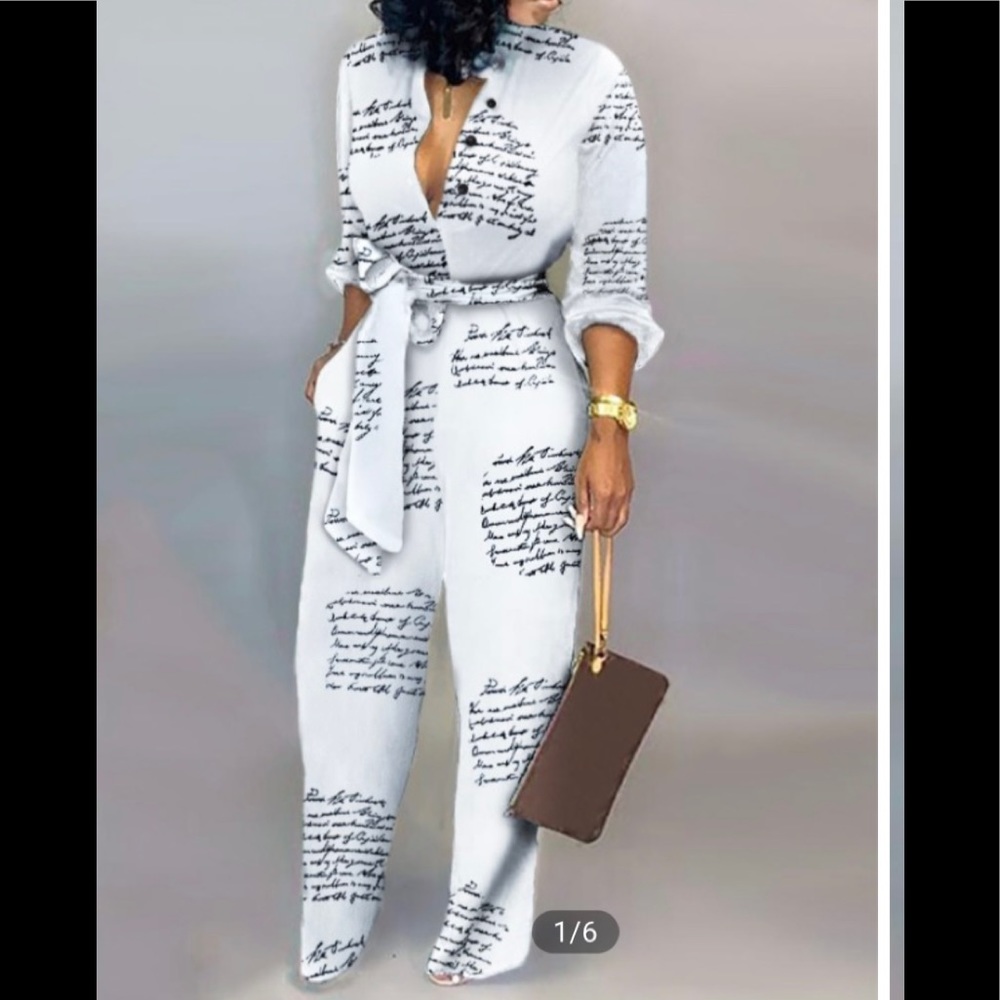 CBR Letter Printed White Jumpsuit